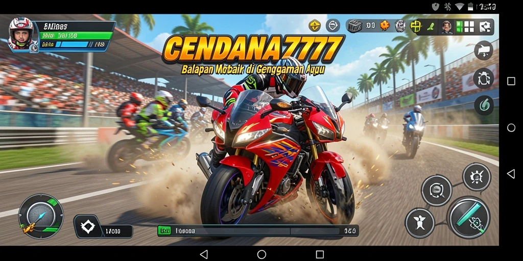 Tampilan gameplay CENDANA777 yang mendebarkan saat balapan motor.