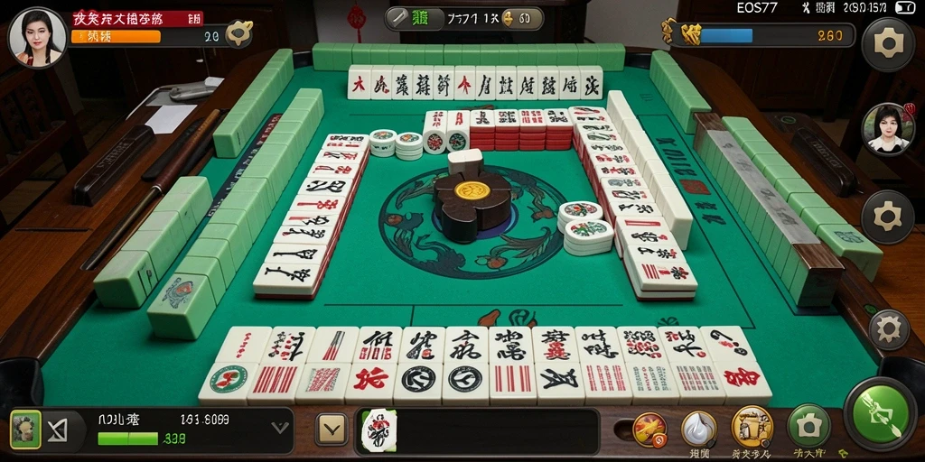 Tampilan gameplay yang memikat dari EOS77 di Mahjong.