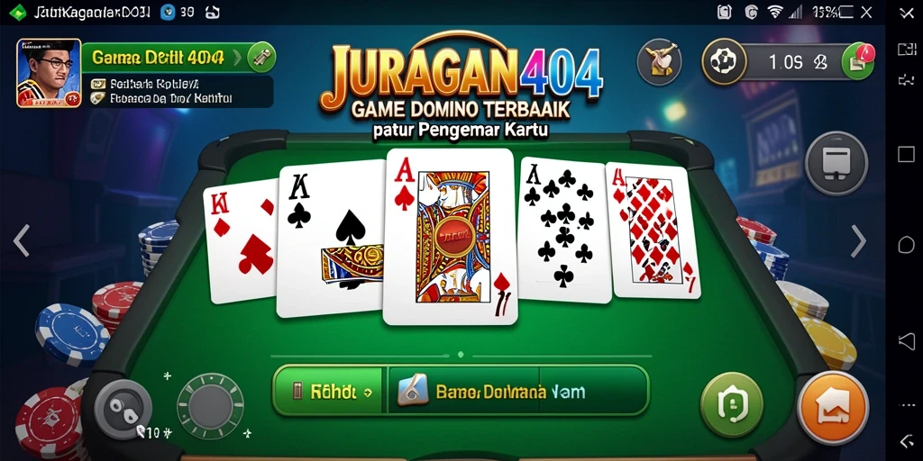 Tangkapan layar JURAGAN404 menunjukkan gameplay seru permainan Domino.