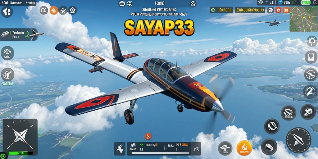 Tangkapan layar dari gameplay SAYAP33 yang menunjukkan penerbangan yang realistis.